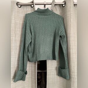 No Comment Women's Green Ribbed Sweater